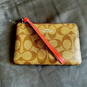 Coach corner zip signature wristlet